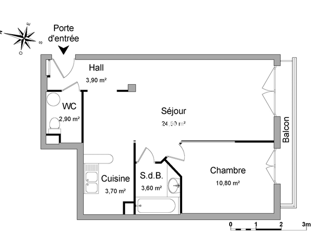 Appartement meublé 2 pièces (49.3 m²) à louer - Cannes (06400)