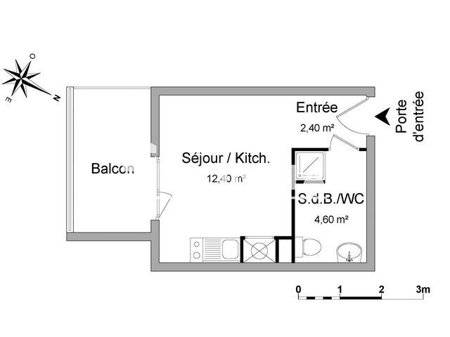Studio meublé (19.4 m²) à louer - Blagnac (31700)