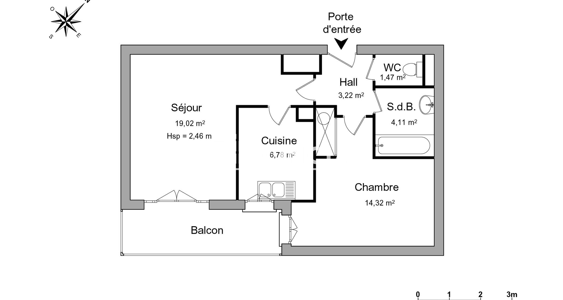 Appartement 2 pièces (48.92 m²) à louer - Pontoise (95300)