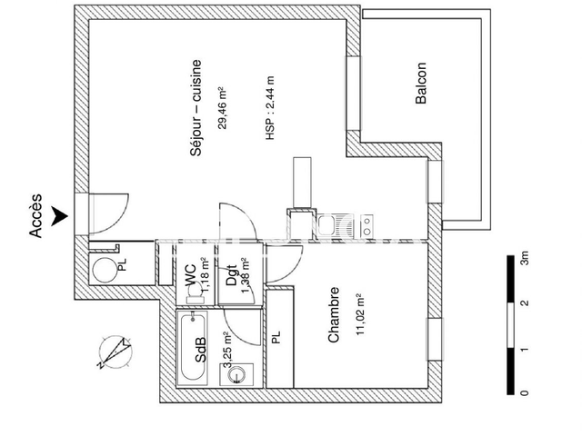 Appartement 2 pièces (46.29 m²) à louer - Pompertuzat (31450)