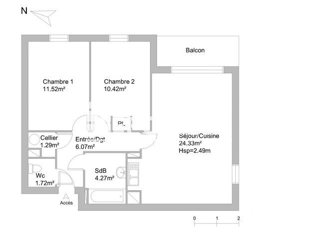 Appartement 3 pièces (59.62 m²) à louer - Villenave D'ornon (33140)