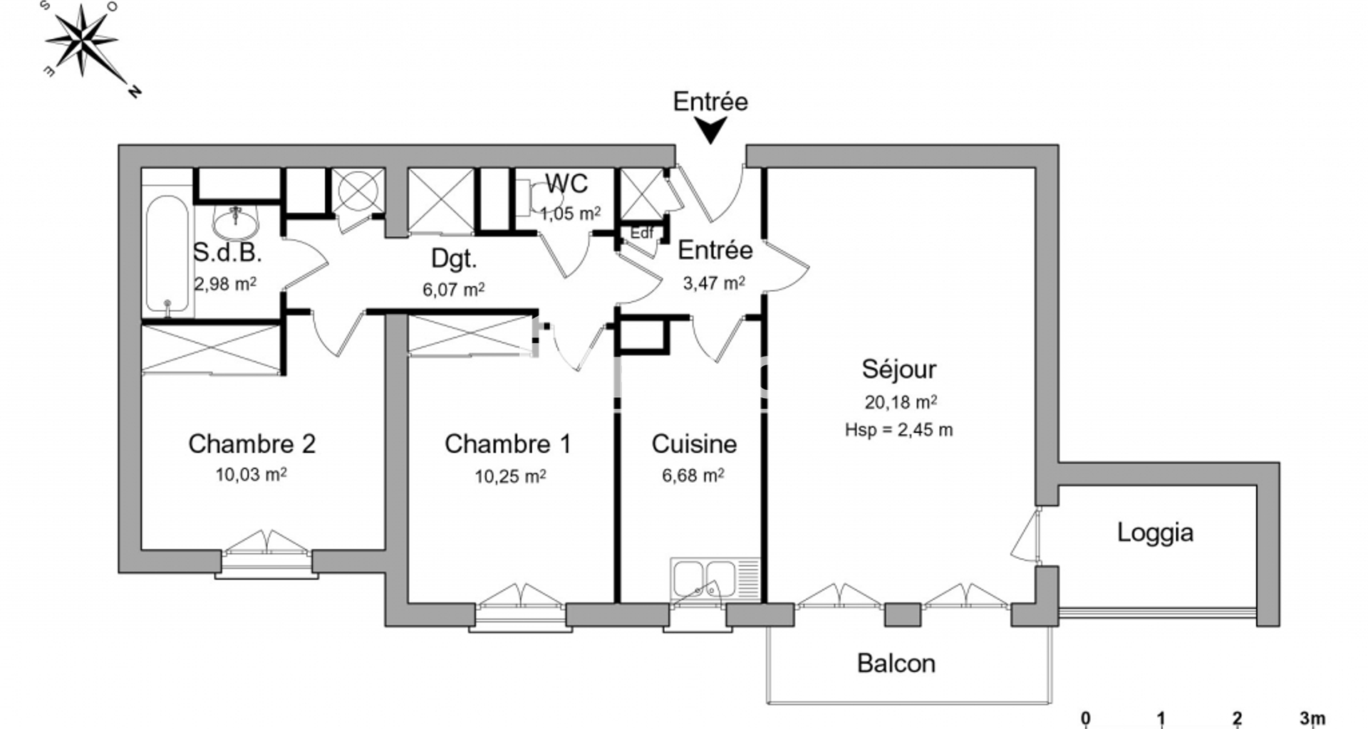 Appartement 3 pièces (60.71 m²) à louer - Rosny-sous-bois (93110)