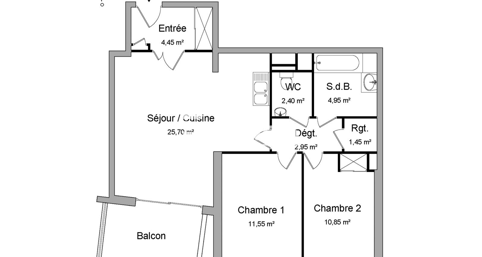 Appartement 3 pièces (64.3 m²) à louer - Vannes (56000)