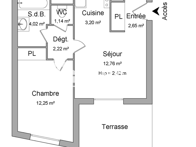 Appartement 2 pièces (38.24 m²) à louer - Lormont (33310)
