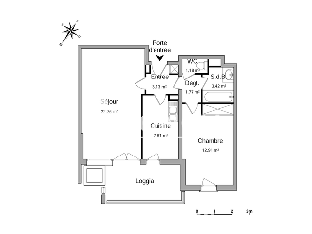 Appartement 2 pièces (52.28 m²) à louer - Marseille 8ᵉ (13008)