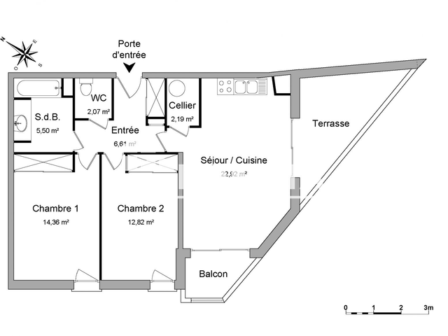 Appartement 3 pièces (66.47 m²) à louer - Le Haillan (33185)