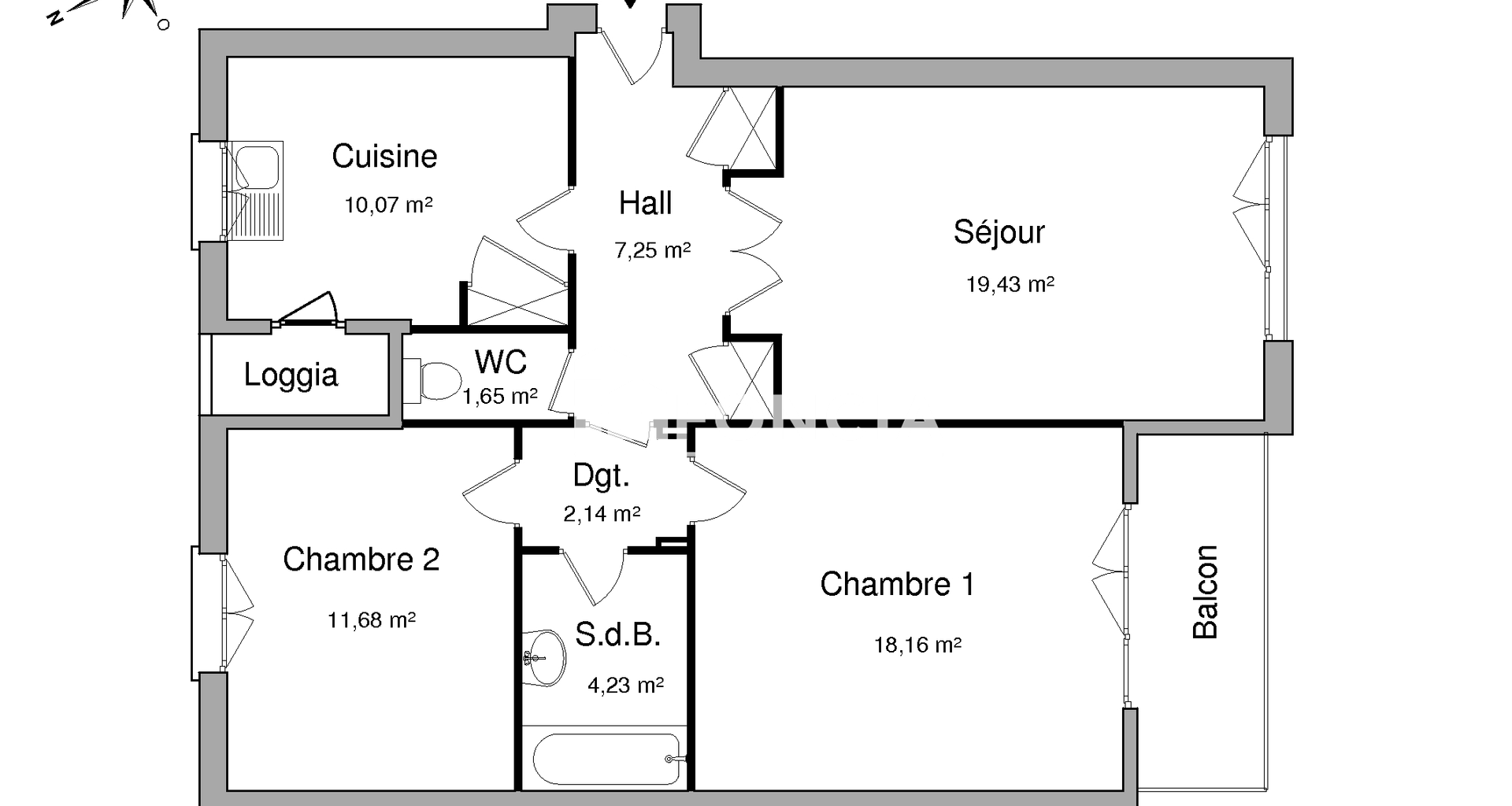 Appartement 3 pièces (74.61 m²) à louer - Lorient (56100)
