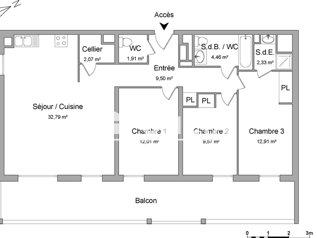 Appartement 4 pièces (87.6 m²) à louer - Merignac (33700)