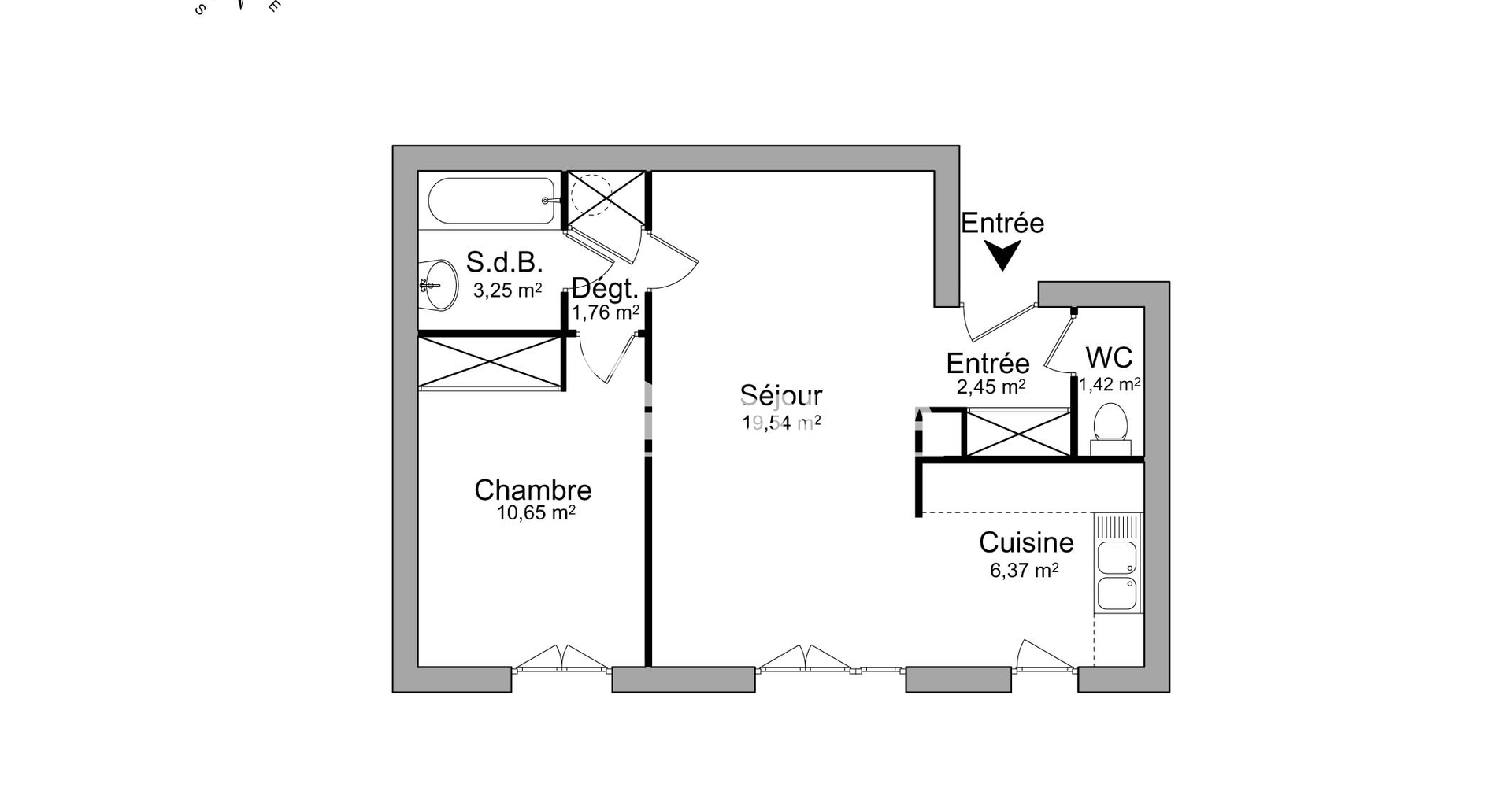 Appartement 2 pièces (45.44 m²) à louer - Combs-la-ville (77380)