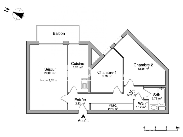Appartement 3 pièces (63.61 m²) à louer - Bordeaux (33000)