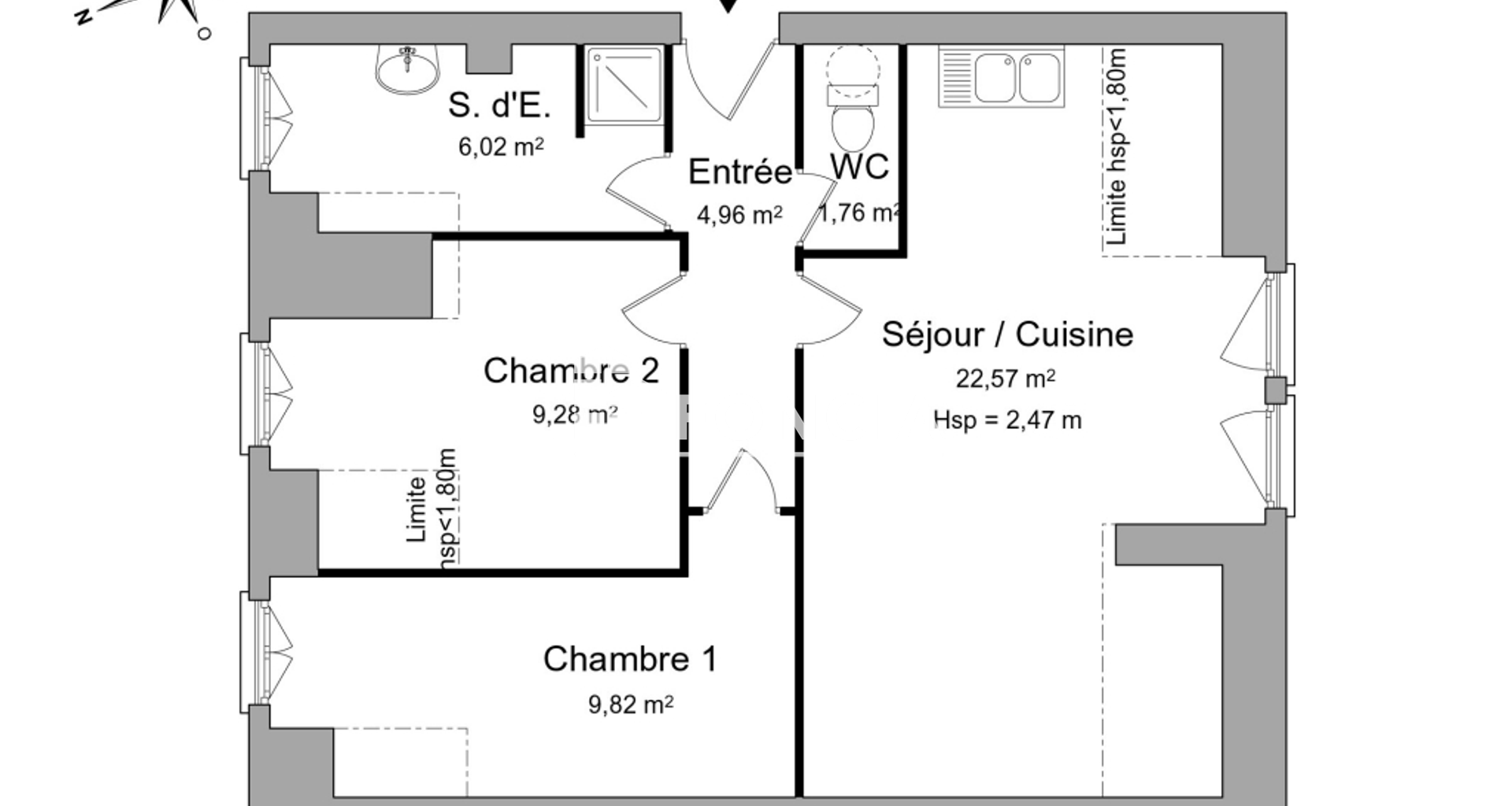 Appartement 3 pièces (54.41 m²) à louer - Lorient (56100)