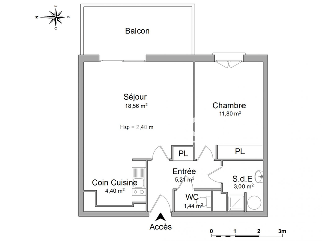 Appartement 2 pièces (44.41 m²) à louer - Cannes-la-bocca (06150)