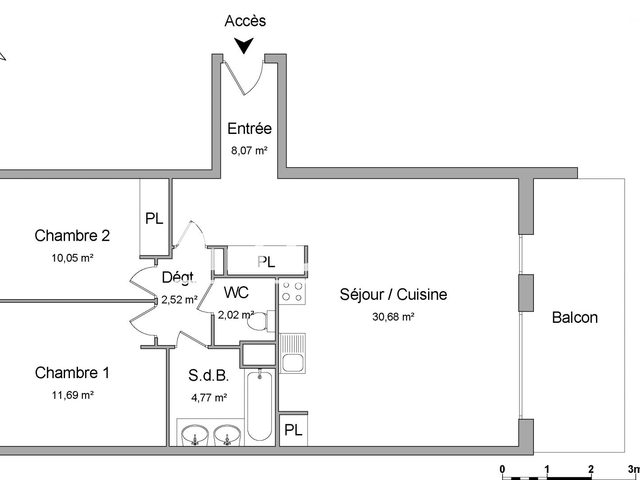 Appartement 3 pièces (69.8 m²) à louer - Toulouse 2ᵉ (31200)