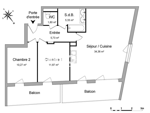 Appartement 3 pièces (69.36 m²) à louer - Balma (31130)