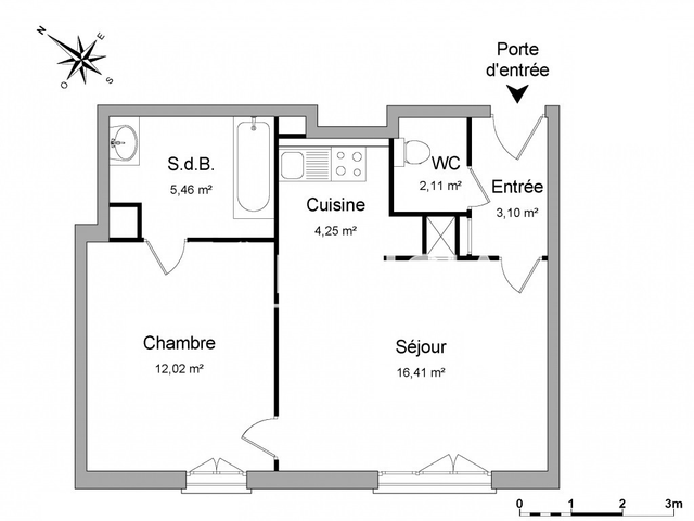 Appartement 2 pièces (43.35 m²) à louer - Saint Pierre Du Perray (91280)