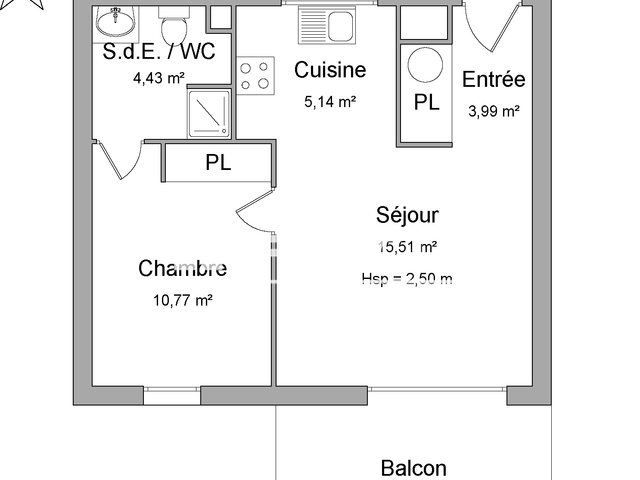 Appartement 2 pièces (39.84 m²) à louer - Saint Jean D'illac (33127)