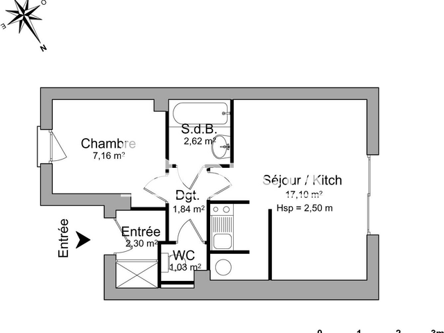 Appartement meublé 2 pièces (32.05 m²) à louer - Toulouse 4ᵉ (31400)