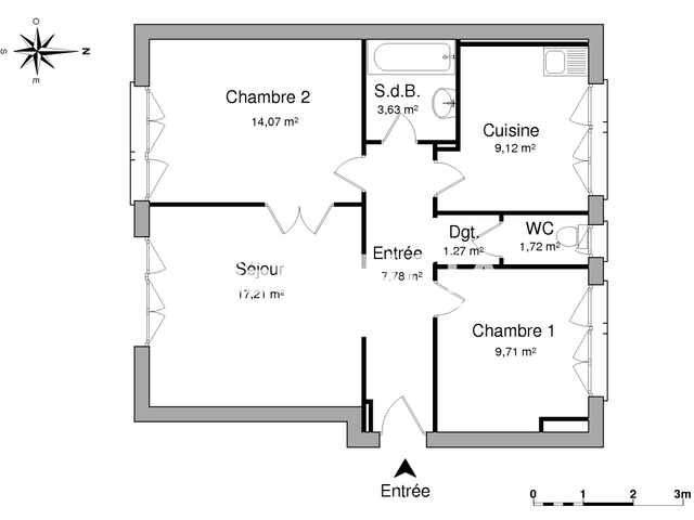 Appartement 3 pièces (64.51 m²) à louer - Lorient (56100)