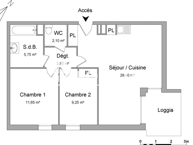 Appartement 3 pièces (60 m²) à louer - Floirac (33270)