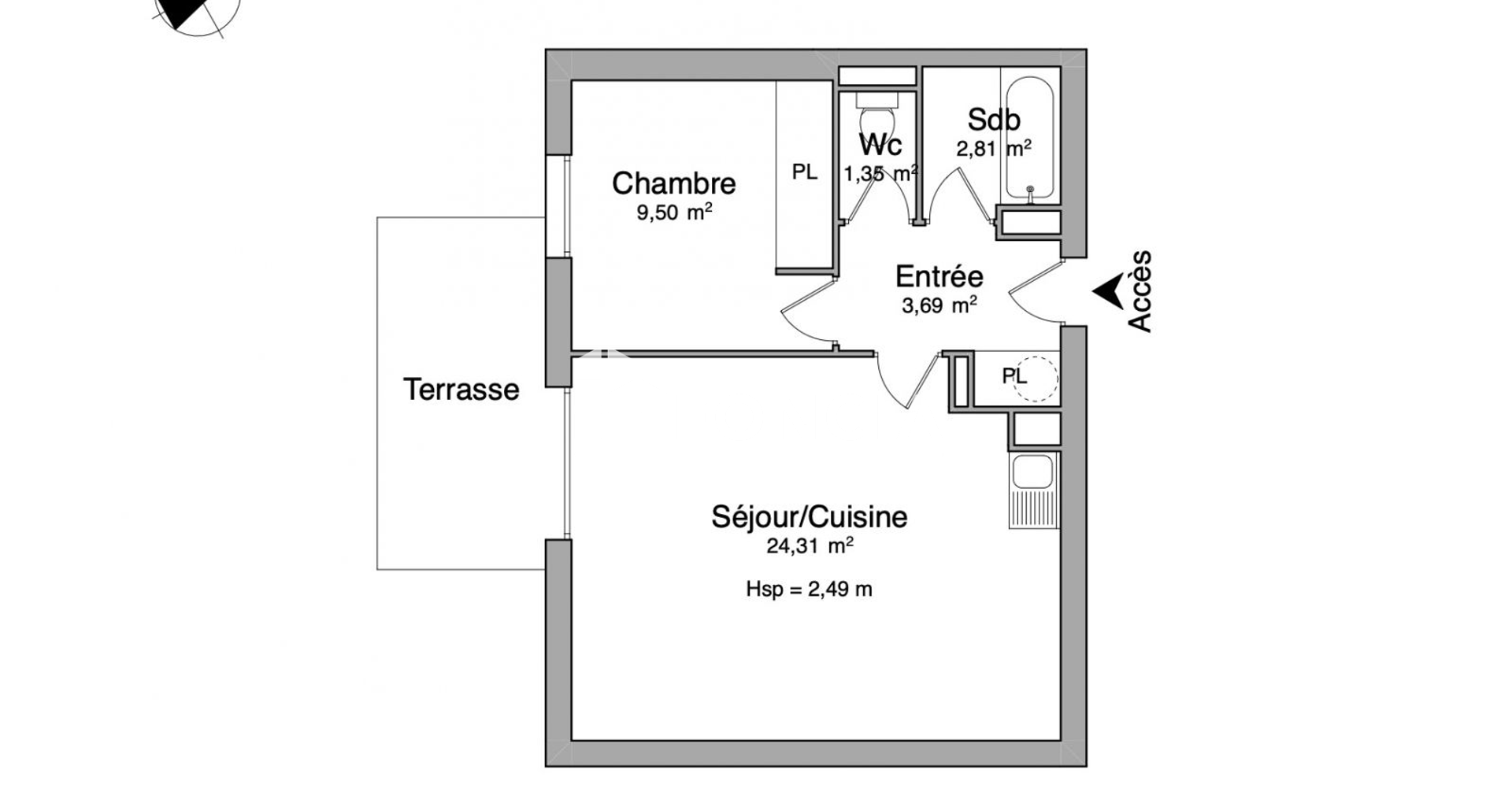 Appartement 2 pièces (41.66 m²) à louer - Cavignac (33620)