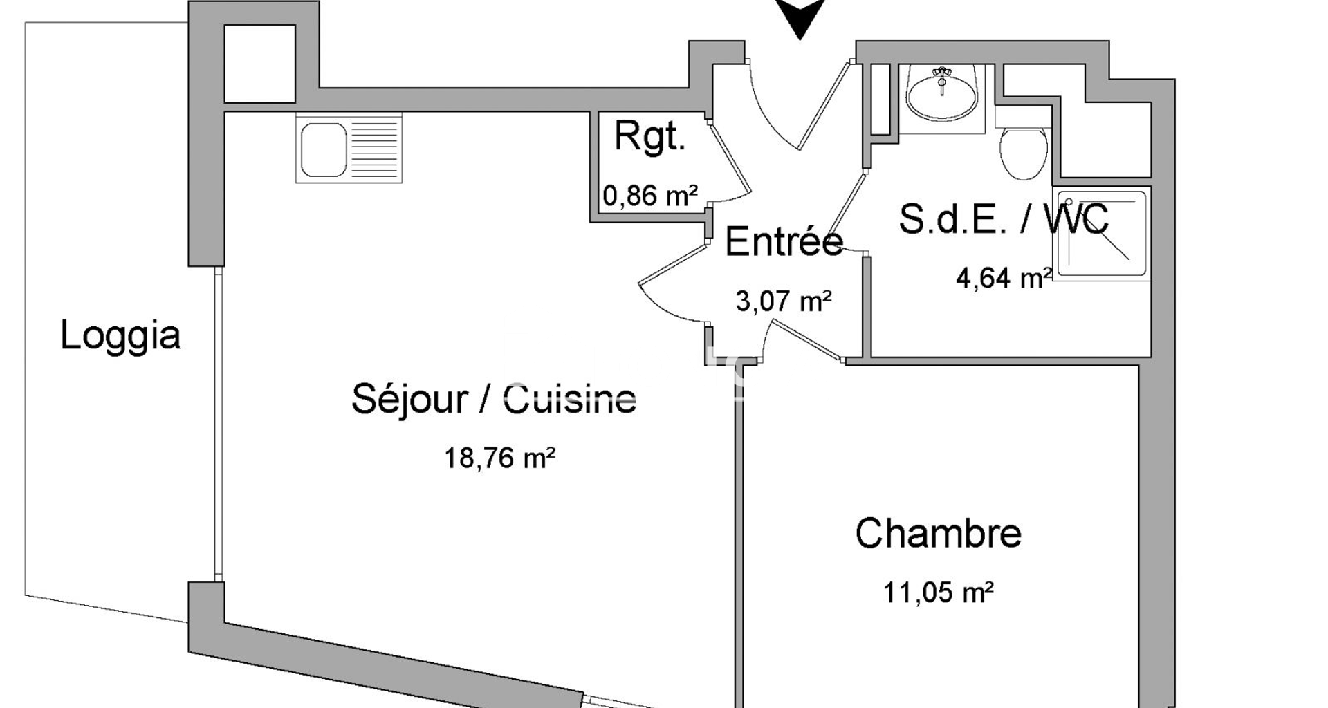 Appartement 2 pièces (38.38 m²) à louer - Cergy (95800)