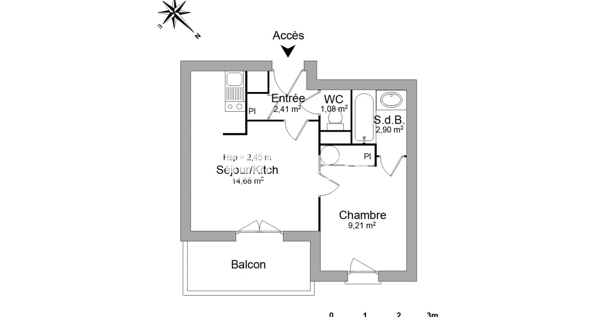 Appartement 2 pièces (30.31 m²) à louer - Toulouse 2ᵉ (31200)