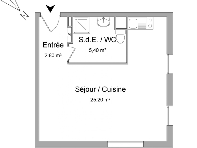 Studio (33.4 m²) à louer - Cergy Le Haut (95800)