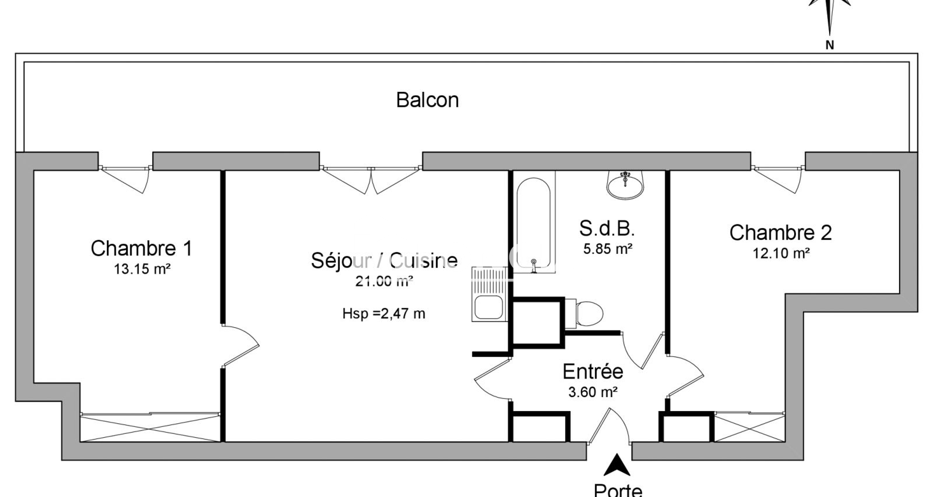 Appartement 3 pièces (55.7 m²) à louer - Cergy (95000)