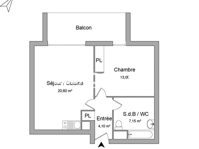 Appartement meublé 2 pièces (44.85 m²) à louer - Toulouse 4ᵉ (31400)