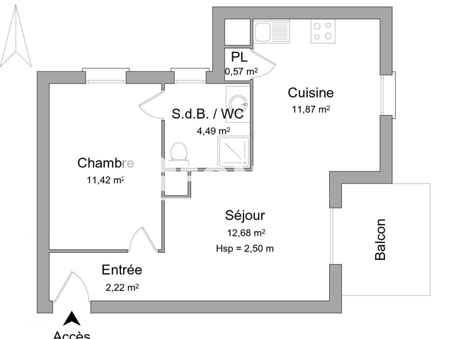 Appartement 2 pièces (43.25 m²) à louer - Bruges (33520)