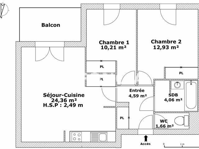 Appartement meublé 3 pièces (57.81 m²) à louer - Eysines (33320)