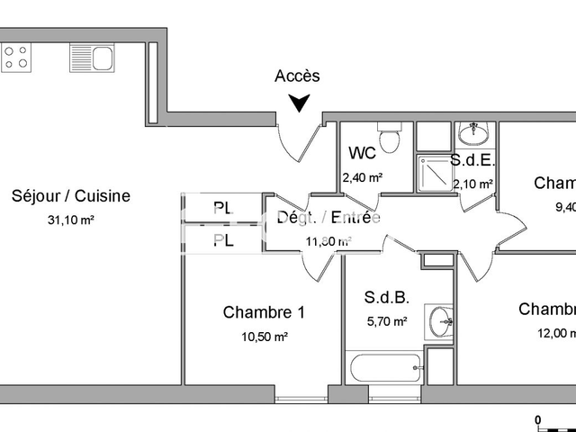 Appartement 4 pièces (85 m²) à louer - Blagnac (31700)