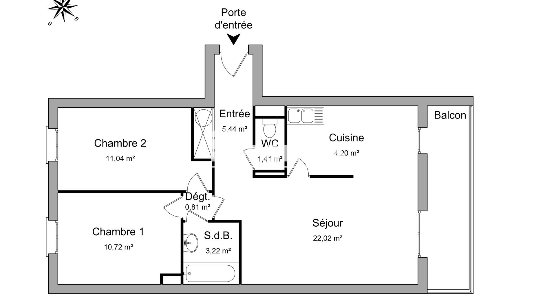 Appartement 3 pièces (58.86 m²) à louer - Saint-ouen-l'aumône (95310)