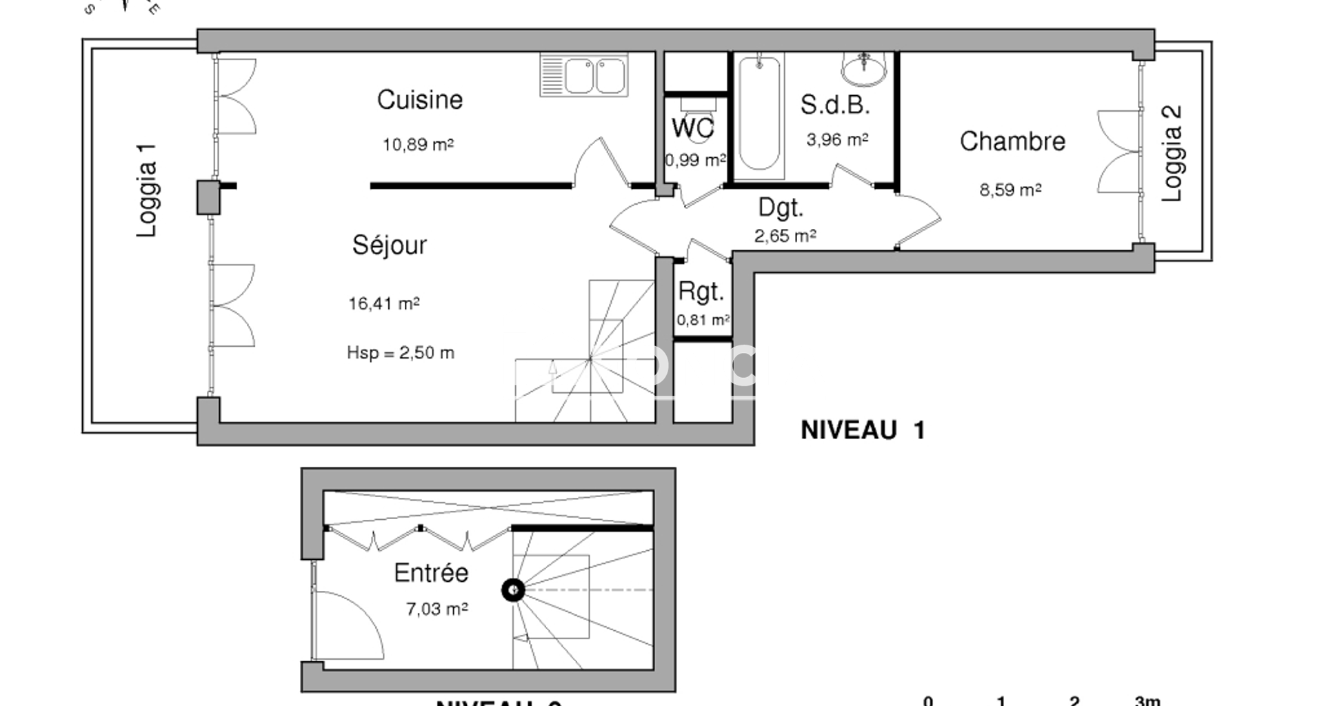 Appartement 2 pièces (51.33 m²) à louer - Cergy (95000)
