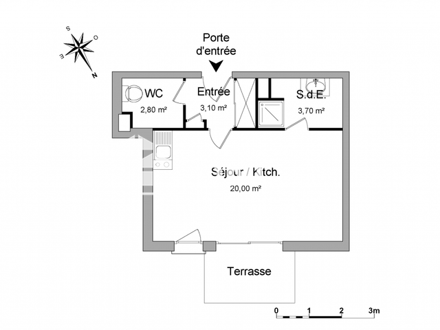 Studio (29.6 m²) à louer - Sene (56860)