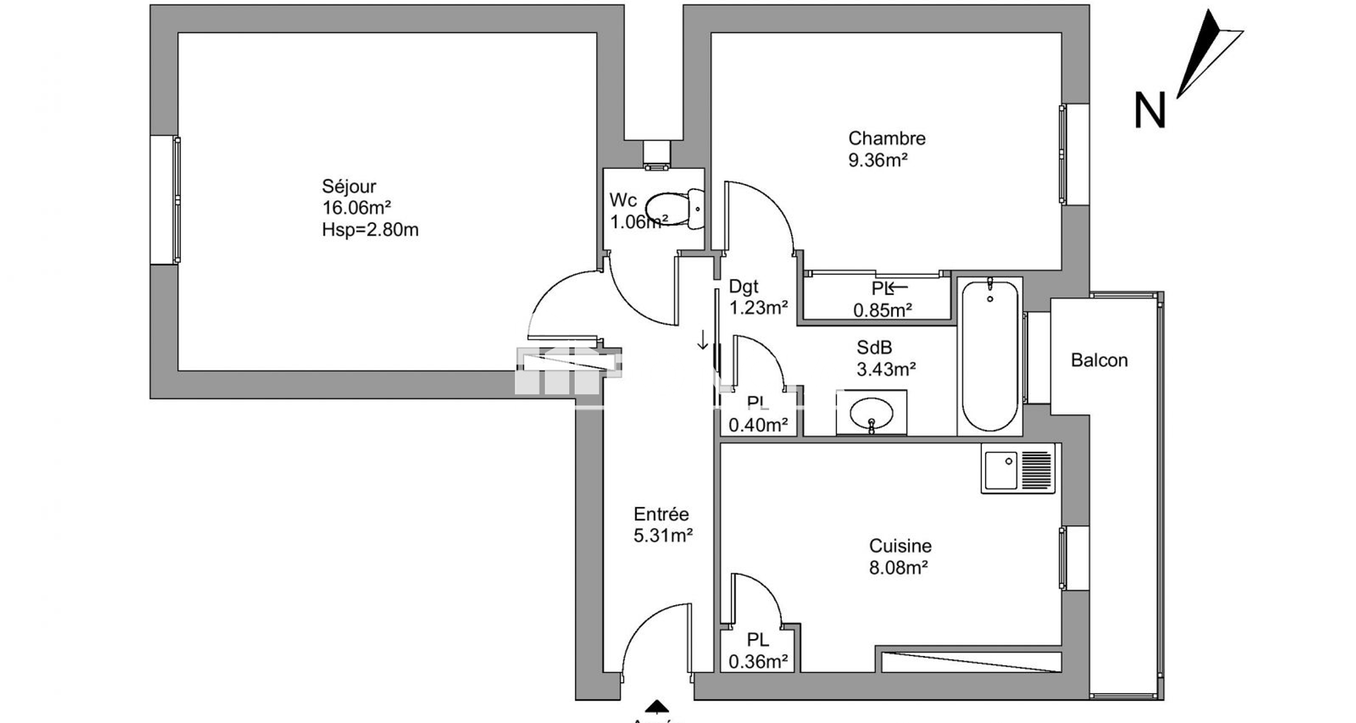 Appartement 2 pièces (46.14 m²) à louer - Marseille 5ᵉ (13005)