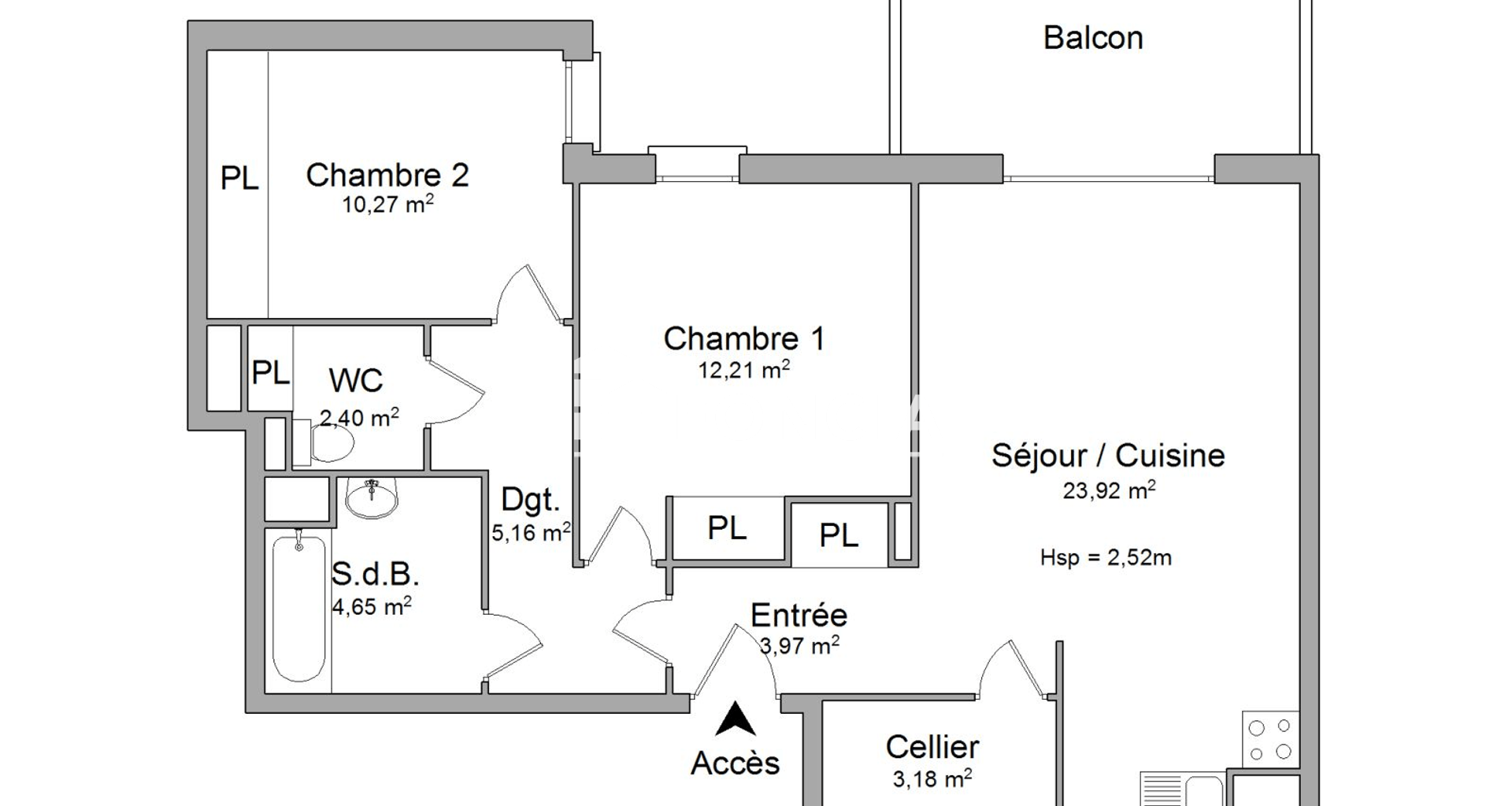 Appartement 3 pièces (65.5 m²) à louer - Toulouse 2ᵉ (31200)