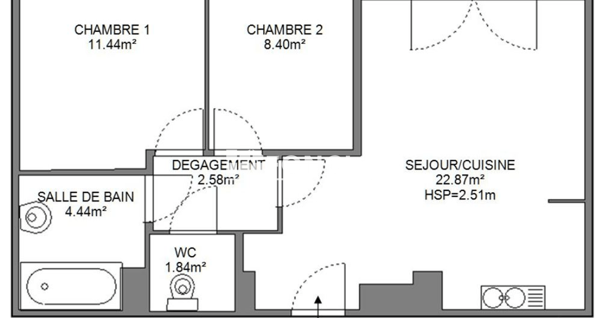 Appartement 3 pièces (51.58 m²) à louer - Corbeil-essonnes (91100)