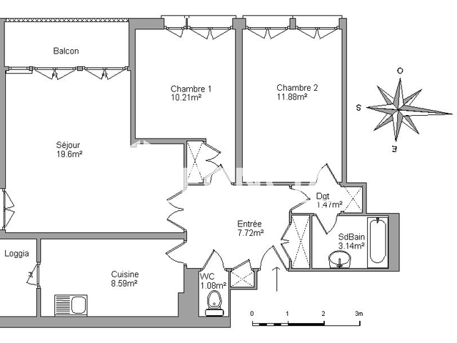 Appartement 3 pièces (63.69 m²) à louer - Salon De Provence (13300)