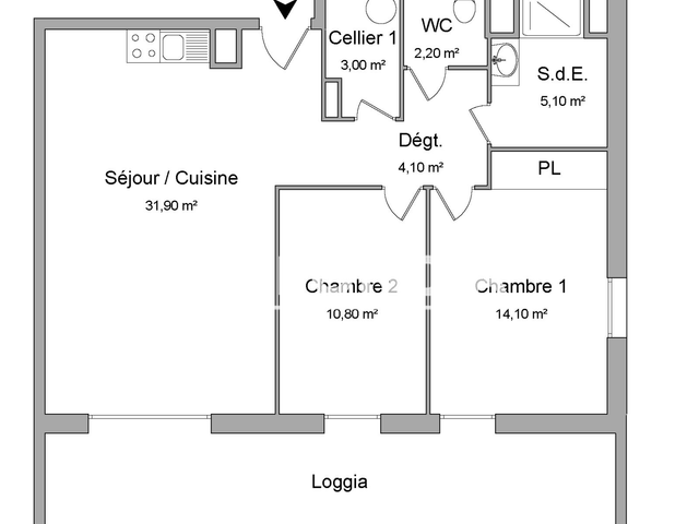 Appartement 3 pièces (71.3 m²) à louer - Lormont (33310)