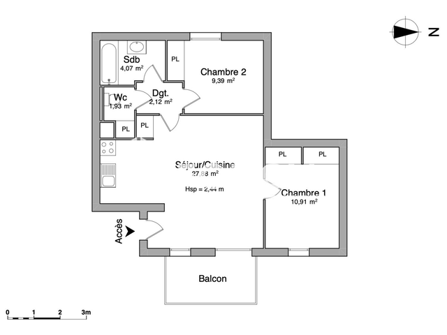 Appartement 3 pièces (56 m²) à louer - Nailloux (31560)
