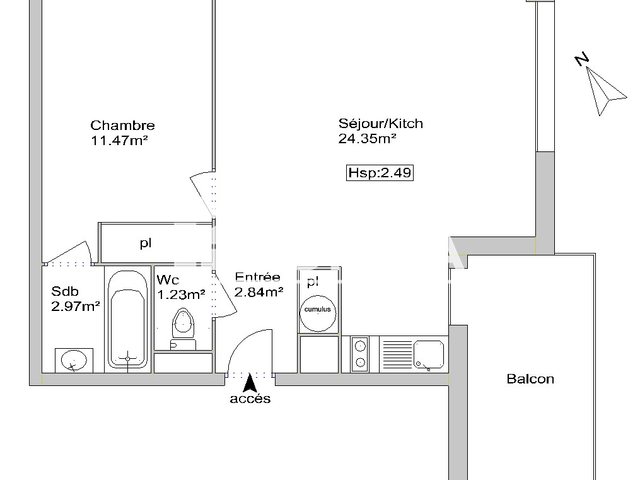 Appartement 2 pièces (42.86 m²) à louer - Colomiers (31770)