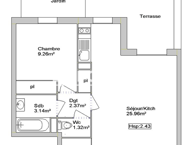 Appartement 2 pièces (42.05 m²) à louer - Aucamville (31140)