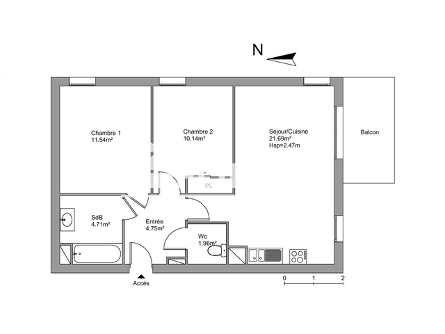 Appartement 3 pièces (54.79 m²) à louer - Lormont (33310)