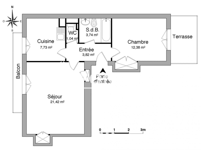 Appartement meublé 2 pièces (50.13 m²) à louer - Nice (06000)