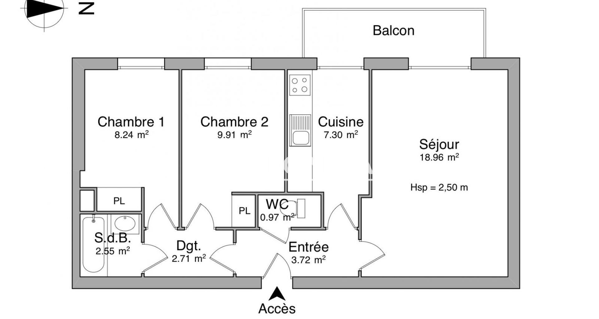 Appartement 3 pièces (54.36 m²) à louer - Bussy-saint-georges (77600)