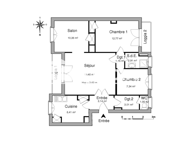 Appartement 3 pièces (69.54 m²) à louer - Toulouse (31000)