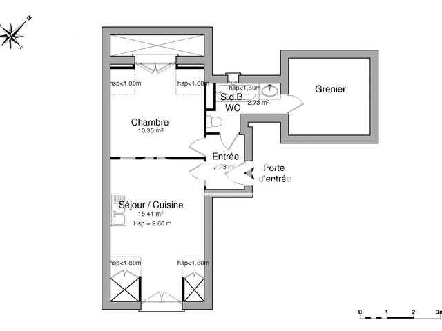 Appartement meublé 2 pièces (31.42 m²) à louer - Lorient (56100)