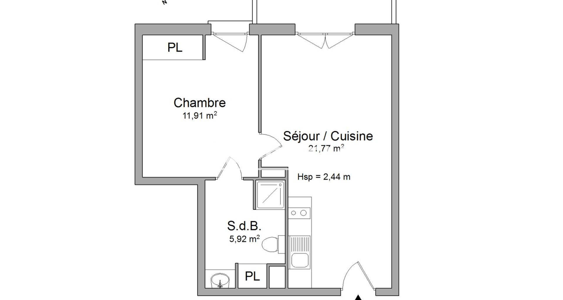 Appartement 2 pièces (39.6 m²) à louer - Ambès (33810)