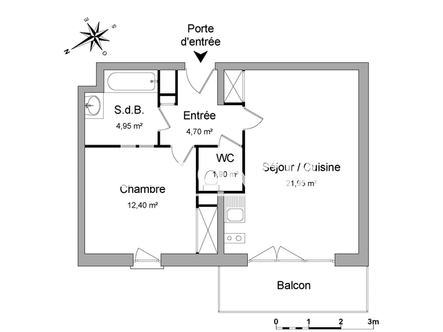 Appartement 2 pièces (45.9 m²) à louer - Toulouse 4ᵉ (31400)